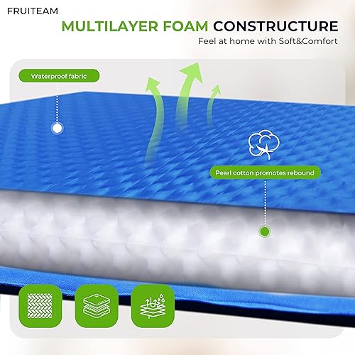 Miniatura 8 de FRUITEAM Almohadilla de dormir de campamento autoinflada alfombrilla de dormir de espuma con almohada alfombrilla de camping para mochileros viajes