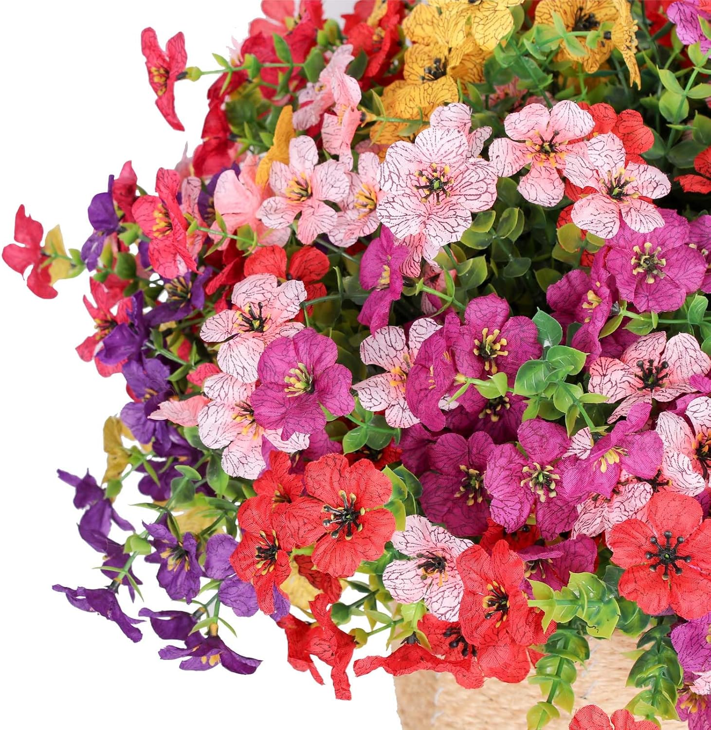 Artificial Flowers for Outdoors Indoors Fake Daisy Flowers Plants for Outside Multicolour 12 Bundles Garden Home Decoration for Patio Porch Window Box Home Wedding Farmhouse Outside Hanging