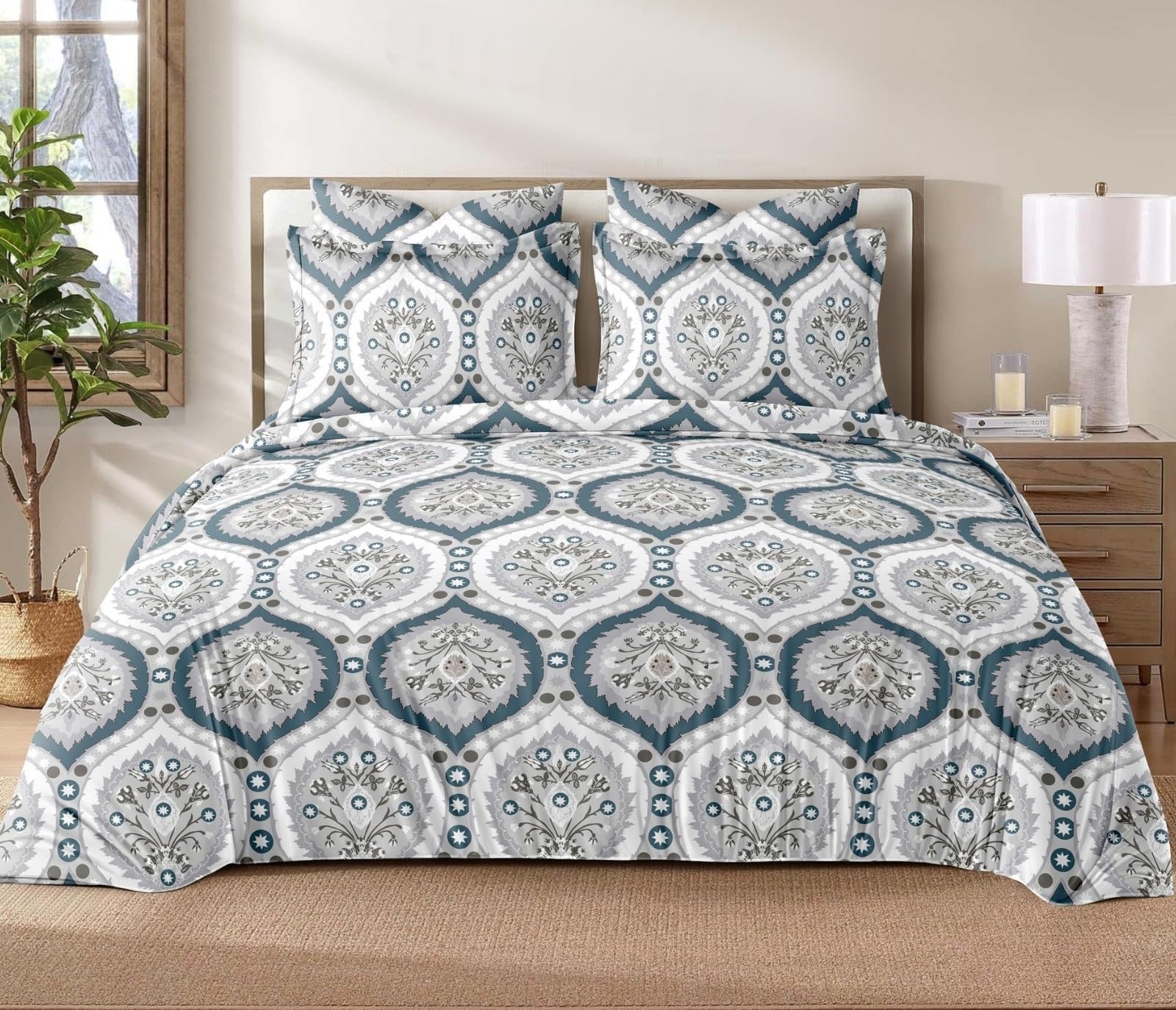 Cotton 300 TC Modern King Size AC Comforter All Season || Blanket || Duvet for Double Bed with 1 Flat Bedsheet and 2 King Pillow Covers - (4 Piece Comforter Set) B6-image-25