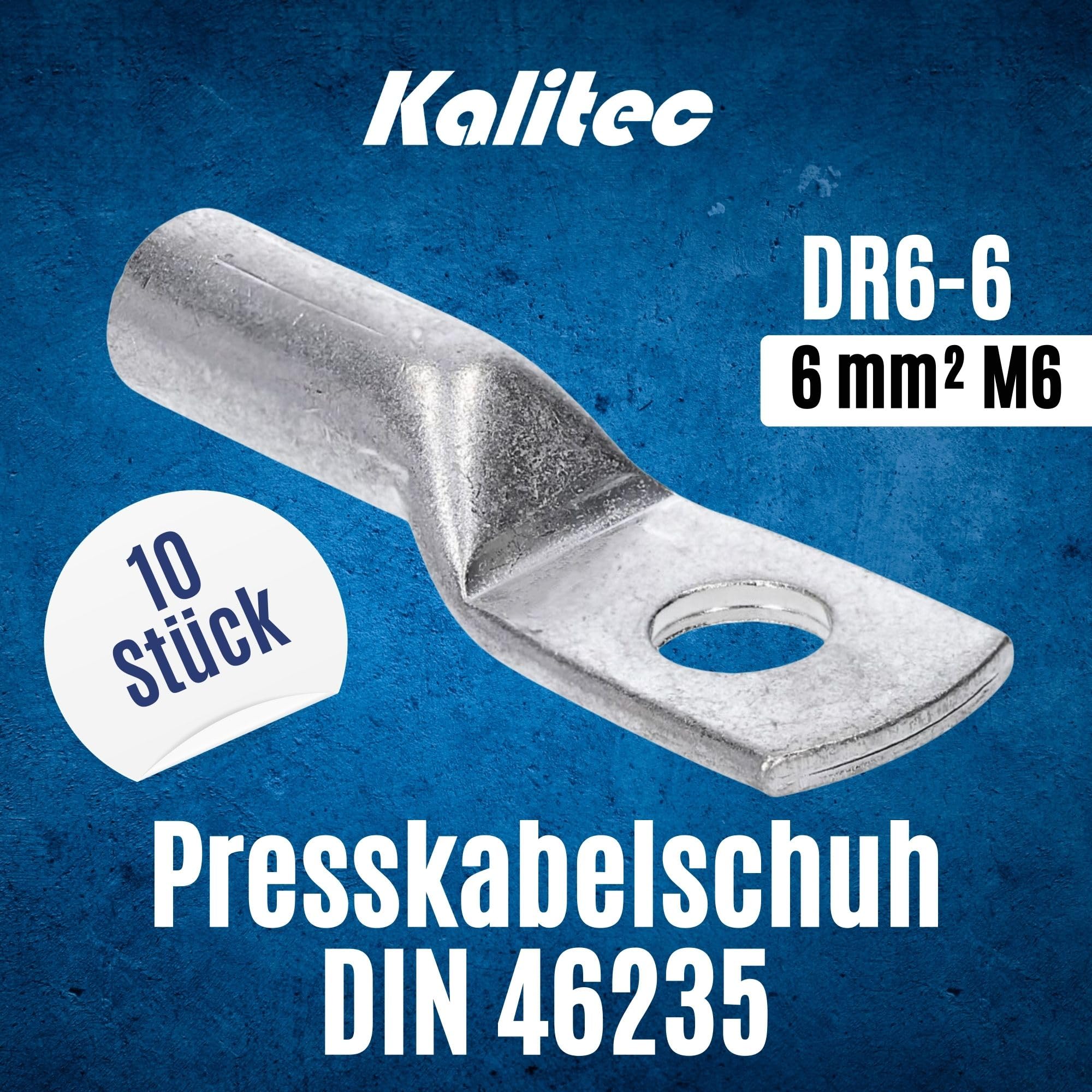 Kalitec DR6-6 Press Cable Lug 6 mm M6 I Connector According to DIN 46235 I Made in Germany Pack of 10 - Image 2