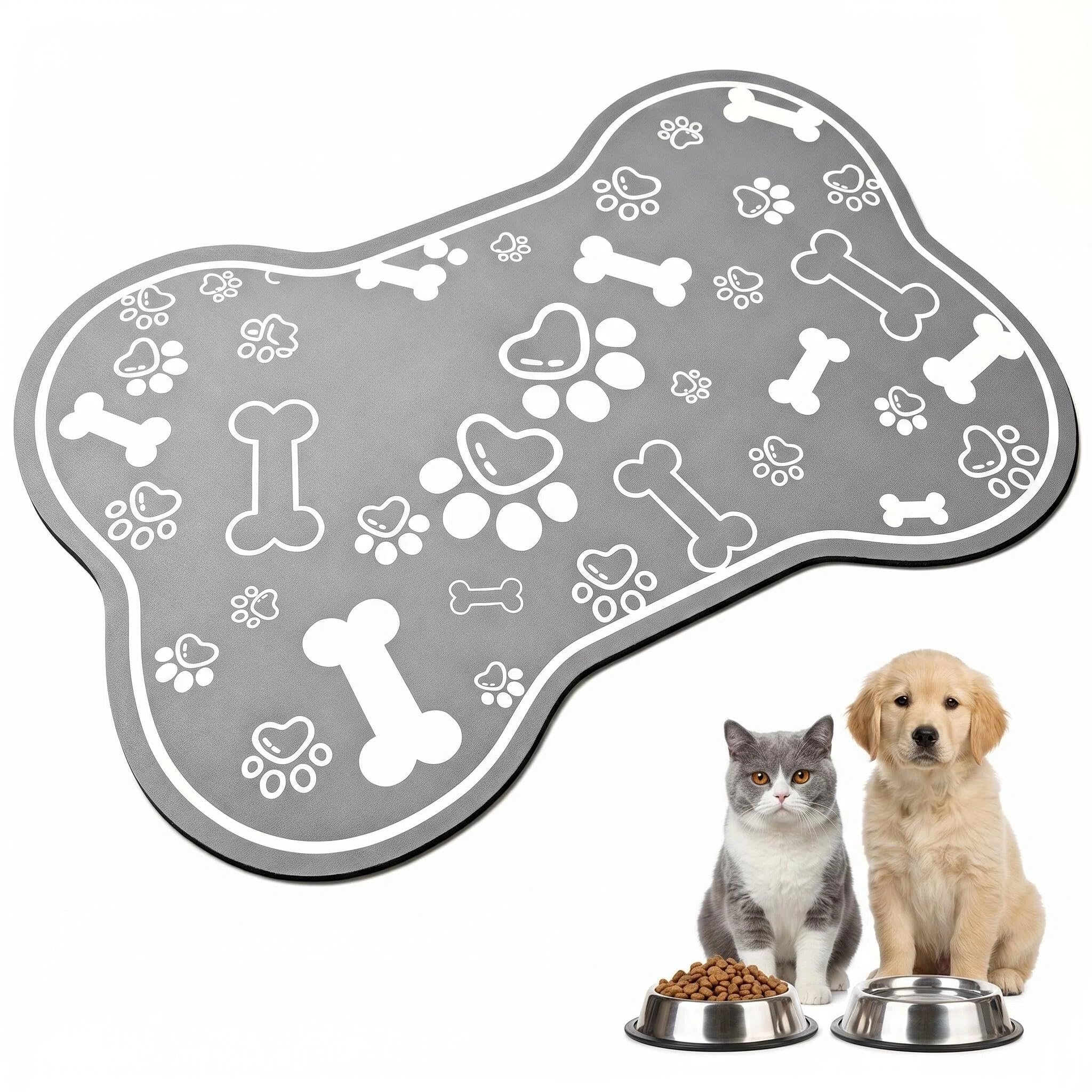 MIGIFTDY Non-Slip Dog Feeding Mat for Floors, Waterproof Pet Food Mat with Anti-Spill Design, Easy Clean Floor Protector for Pet Feeding & Cat Use