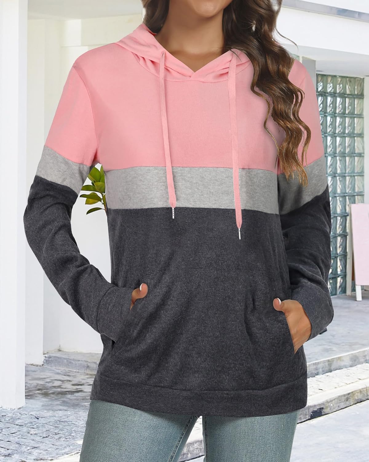 Women's Hoodies Long Sleeve Sweatshirts Drawstring Pullover Tops with Pocket Casual Loose Blouses Tunic - Image 2
