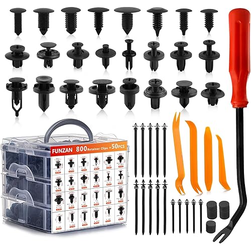 Car Retainer Clips Automotive Plastic Rivets Xmas Tree Retainer Clips 850PCS Auto Parts Bumper Push Pin Clips with 15 Cable Ties Fastener Remover for Gm Ford Toyota Honda Chrysler Acura Red
