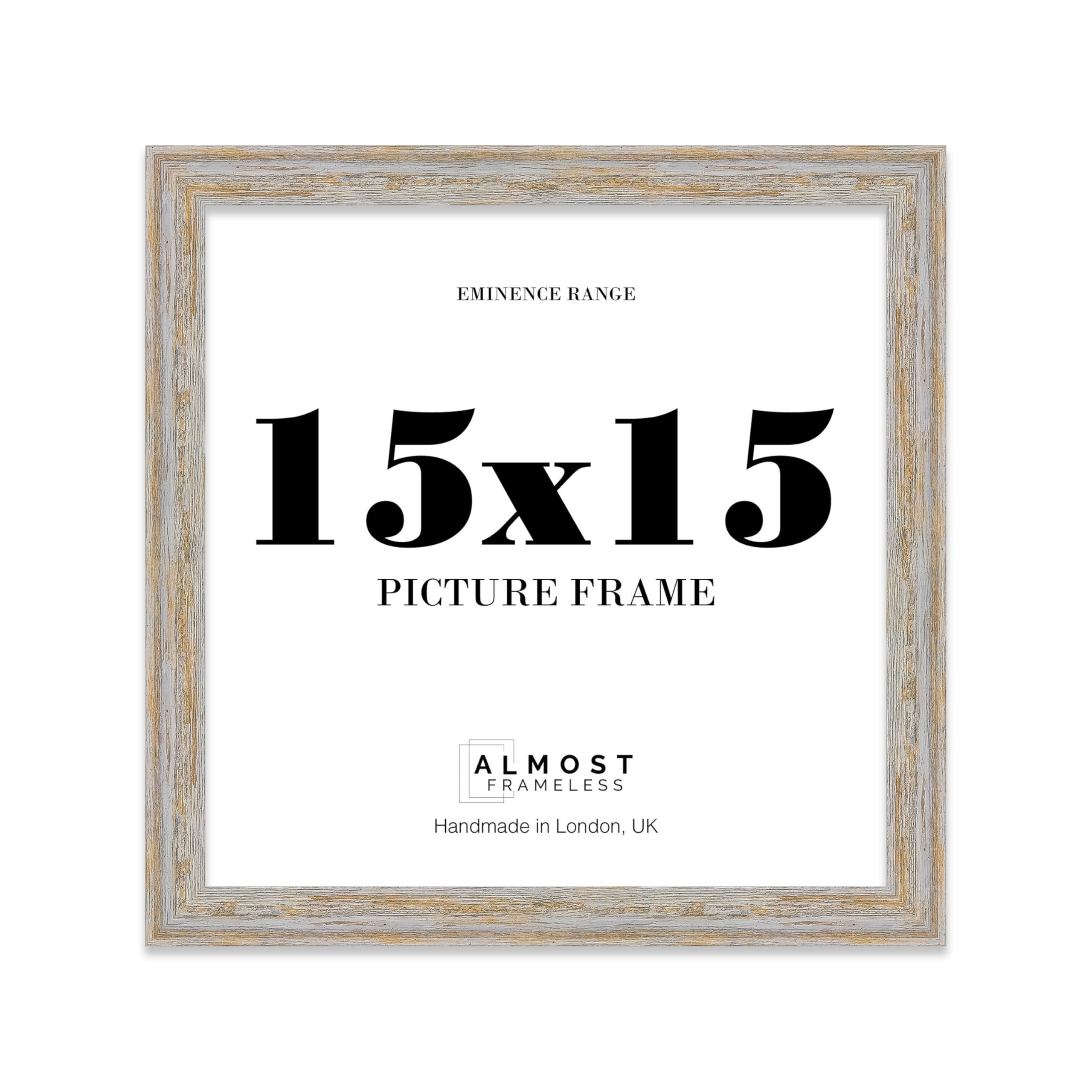 15x15" Walnut Woodgrain Picture Frame - Rustic Wood Industrial Effect Photo Frame for Wall Display, Ideal for Posters, Prints & Home Décor, Wall Hooks, 32mm Edge - 1 Pack