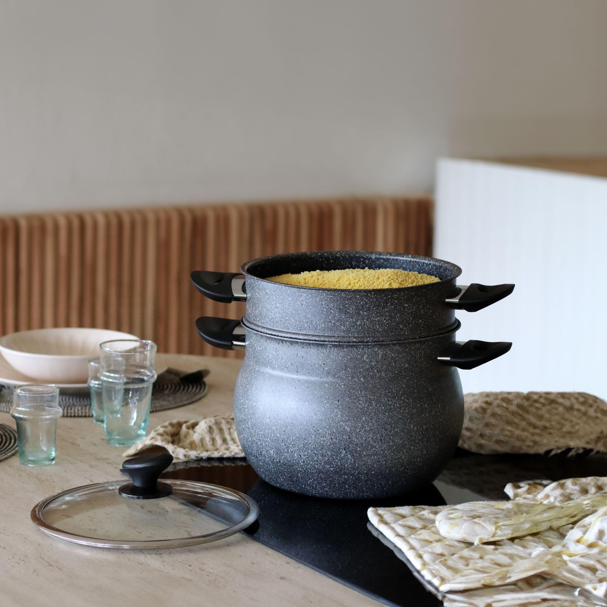 MENASTYL - Couscoussier 9L avec couvercle - Compatible tous feux dont induction et lave-vaisselle - 6020033