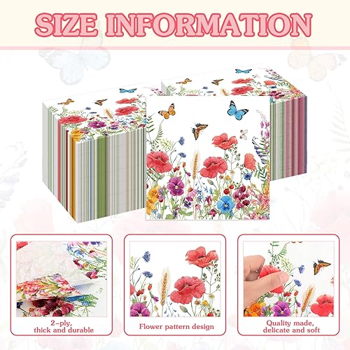 Miniatura 4 de Patelai 100 servilletas desechables de flores, servilletas decorativas de papel oceánico, servilletas náuticas para invitados para baño, cocina,