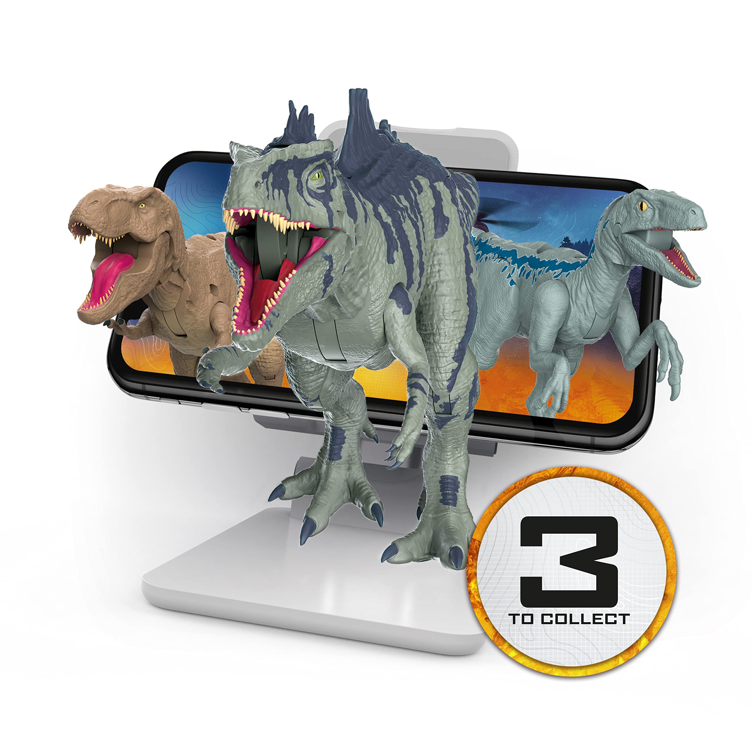 WOW! STUFF - Jurassic World MovieMates Dinosaurus Figura d'azione Giganotosaurus Hyper articolata e applicazione ufficiale Jurassic World e Dominion Dinosauro Giocattoli per bambini dai 5 anni e