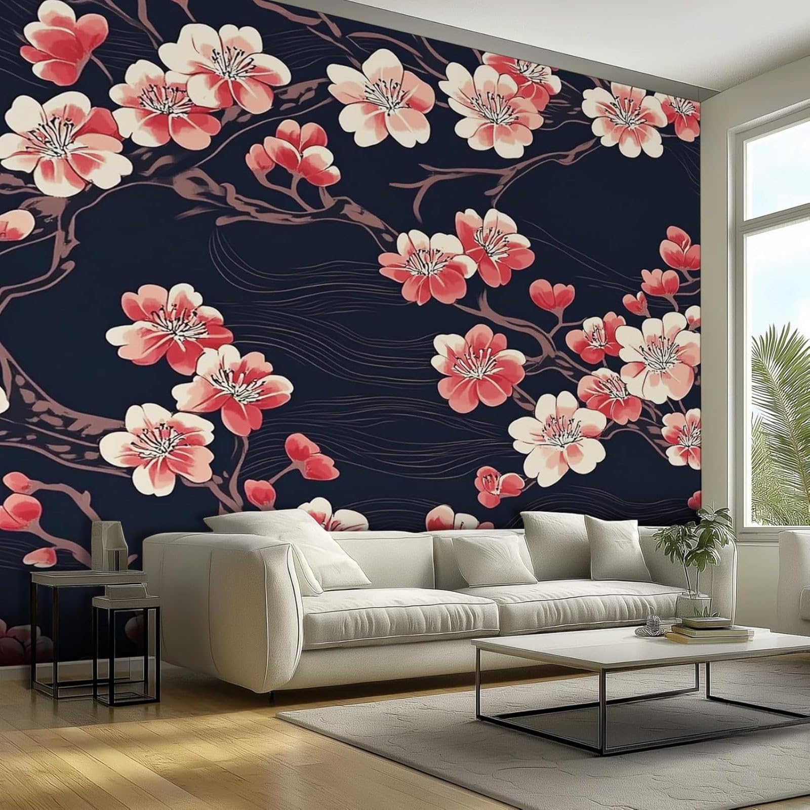 Papier peint photo japonais floral pour créer une ambiance zen dans votre salon
