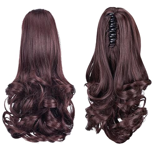 Miniatura 2 de HSPJHTM Extensión de cola de caballo, extensión de cola de caballo marrón para mujer, 12 pulgadas, extensiones de cabello sintético largo y