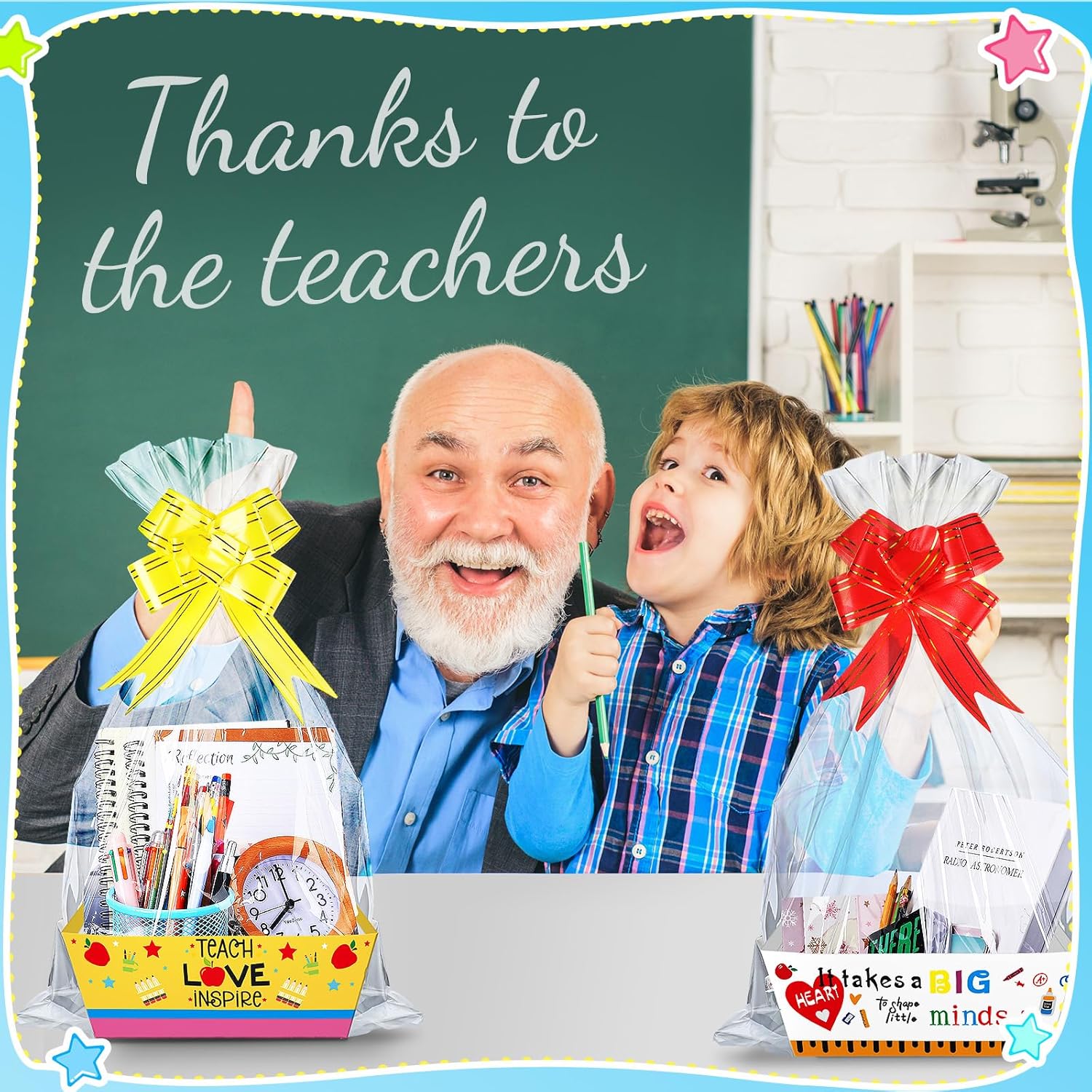 SiliFine 12 Set Baskets for Gifts Empty Teacher Gift Baskets with Pull Bows 9.84 x 6.5 x 3.54 Inch Present Bags Boxes for Teachers' Day Appreciation Graduation Back to School Party Supplies