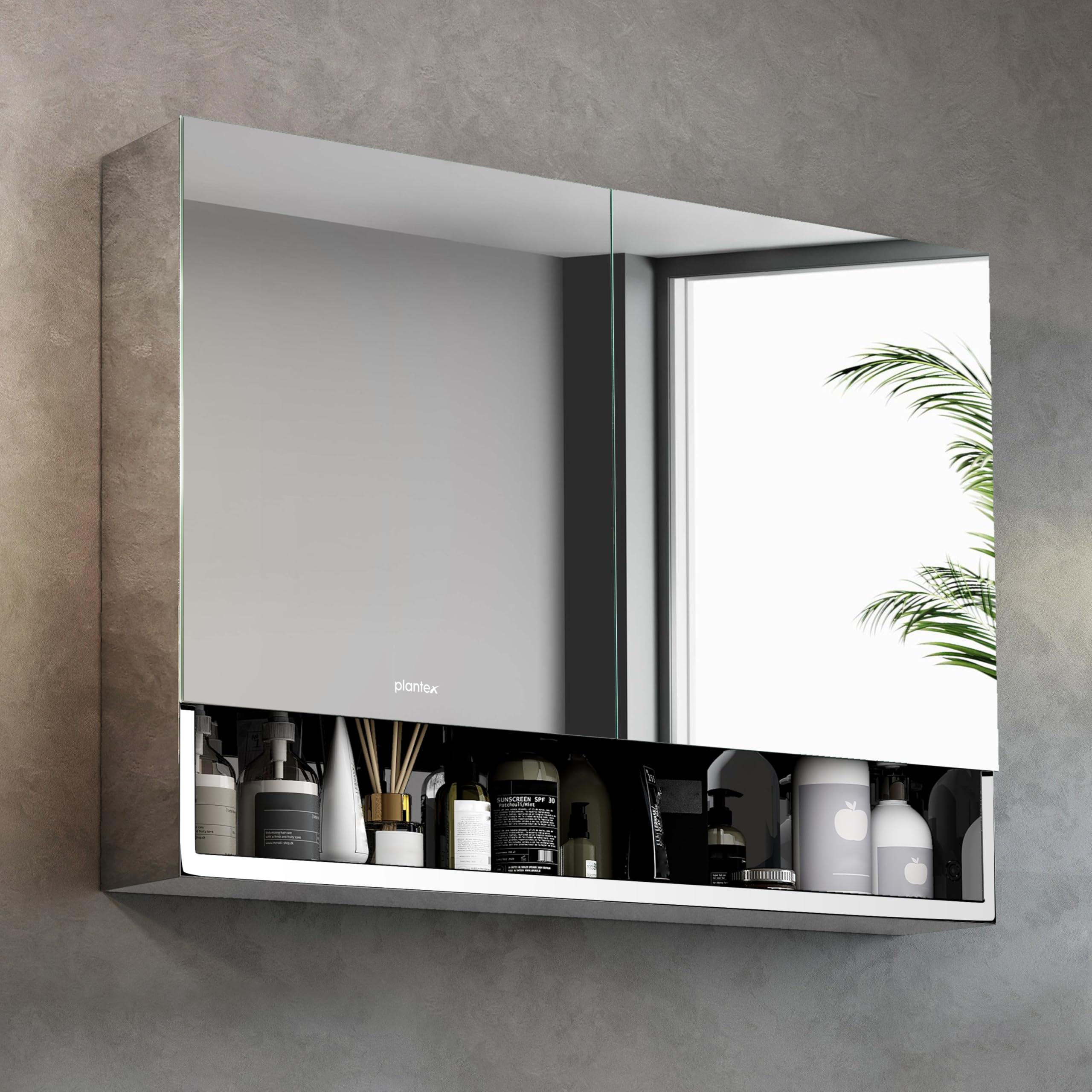 Plantex Bathroom Mirror Cabinet/304 Stainless Steel Bathroom Cabinet with Mirror/Bathroom Storage Cabinet/Wall Mounted Mirror Bathroom Cabinet (24x32 Inch-Chrome/Double Door)