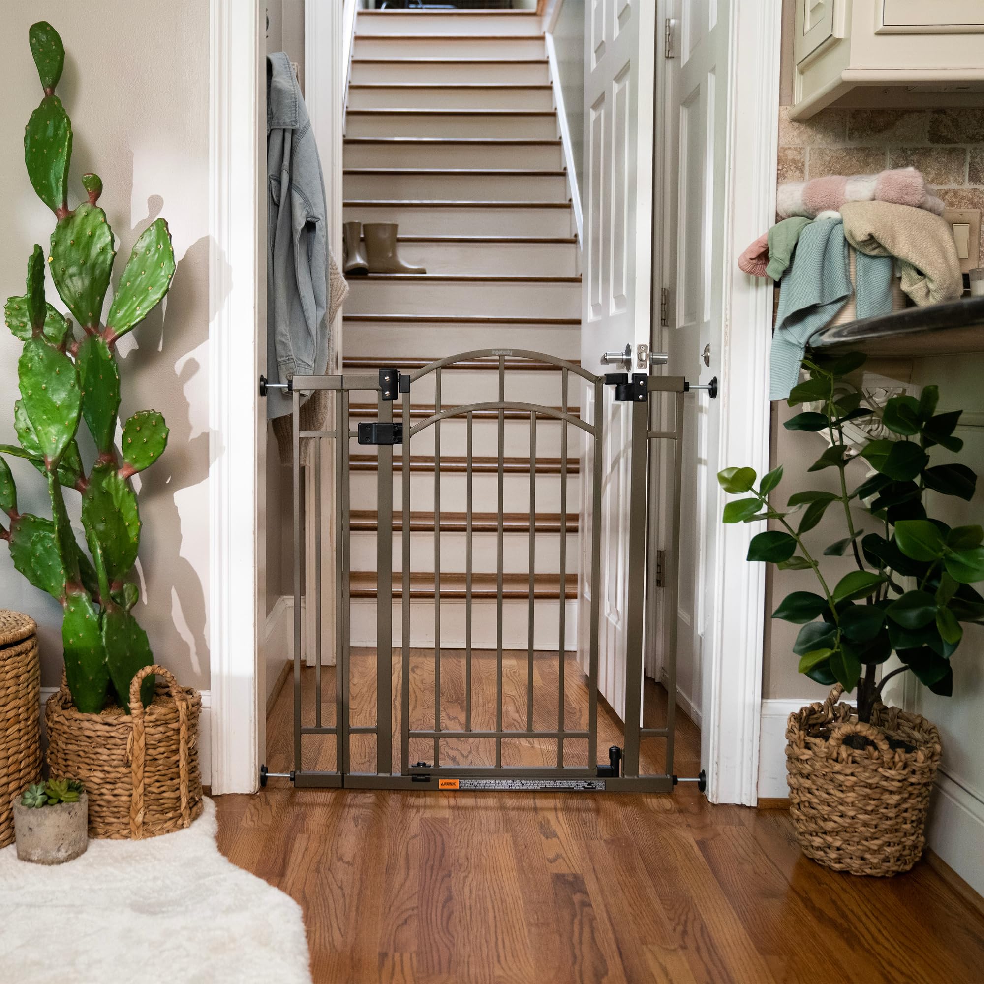 Ingenuity Decorative Extra Tall Baby Gate & Dog Gate, 28.5"-48" Wide, 36" Tall, Hardware or Pressure Mounted, Install on Top or Bottom of Stairs, Banister, or Doorway - Bronze — Amazon image 2