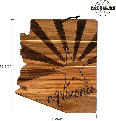 Miniatura 6 de Totally Bamboo Rock & Branch Origins Series Tabla de cortar con forma del estado de Arizona y bandeja para servir charcutería, incluye corbata para