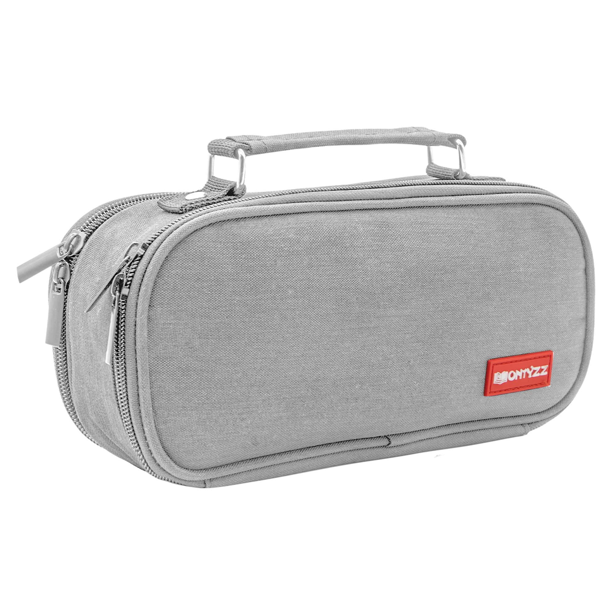 Estuche Escolar Gran Capacidad Niña Estuche Escolar Niño 2 Compartimentos Estuche Lápices Adolescentes Lona Estuche Organizador de Material Papelería Cosmética Bolsa Almacenamiento Gris