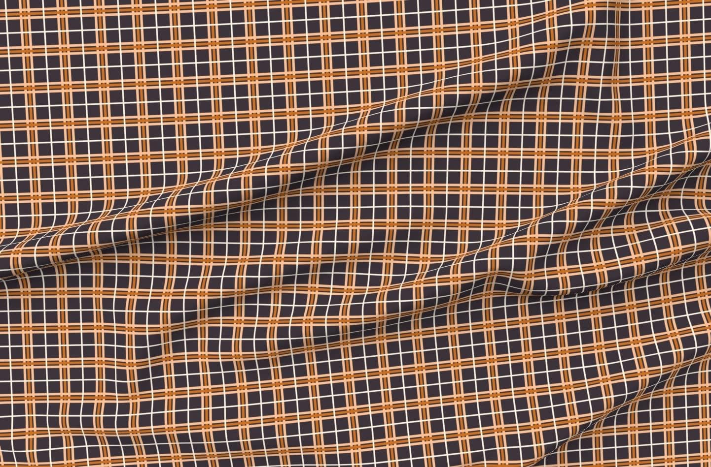 Spoonflower Fabric - Halloween Plaid Orange and Black Autumn Fall Small Scale Burnt Orange Printed on Minky Fabric by The Yard - Sewing Baby Blankets Quilt Backing Plush