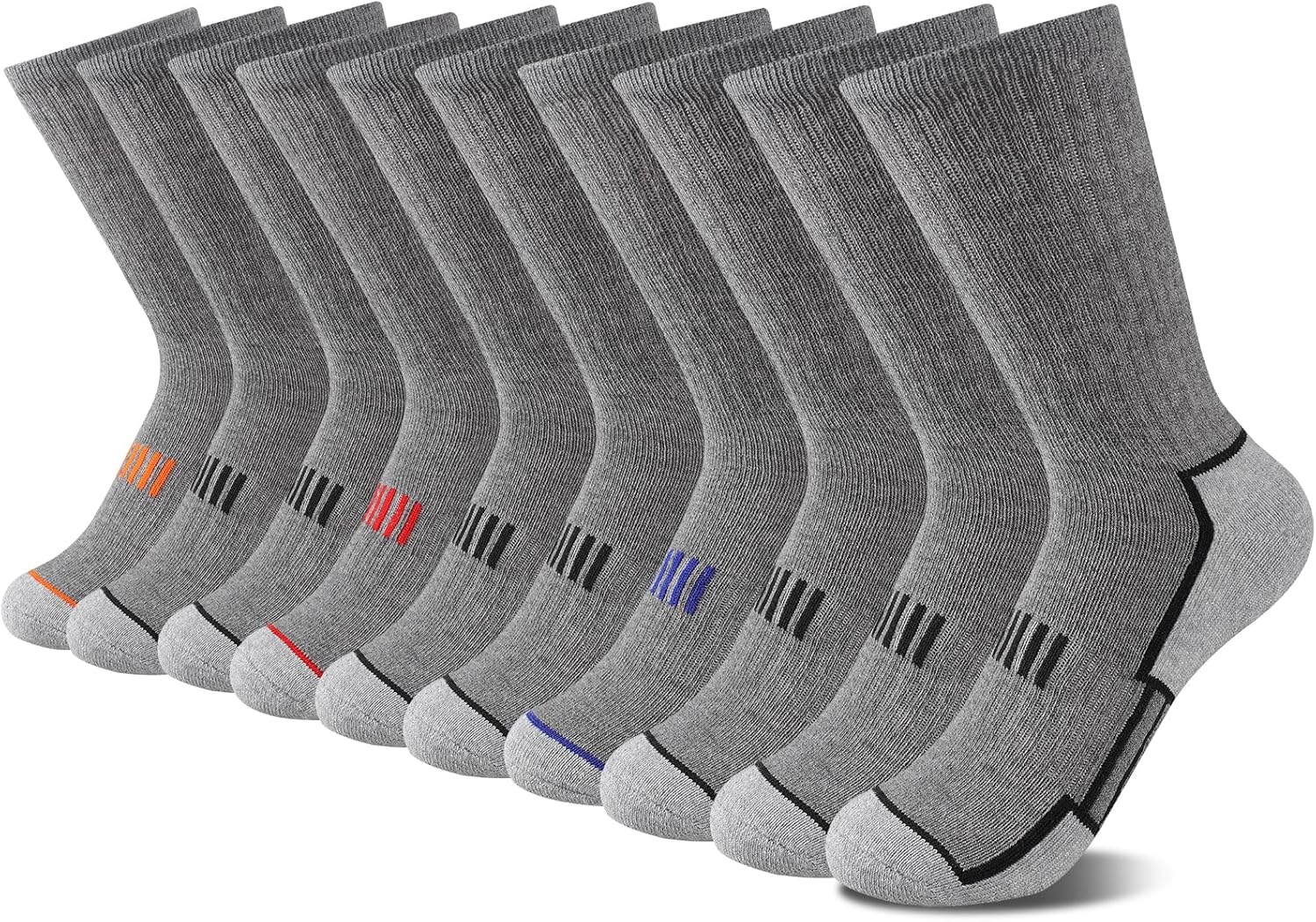 Comfoex 10 Pairs Boys Socks Crew Athletic Calf Long Socks Half Cushioned Socks For Kids 4-6 6-8 8-10 Years Old