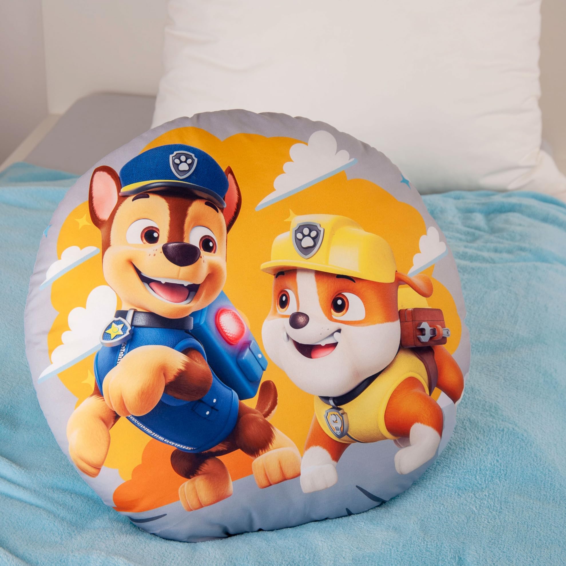 Herding Okrągła poduszka Paw Patrol, średnica 50 cm, miękka poduszka dekoracyjna do pokoju dziecięcego, 100% poliester
