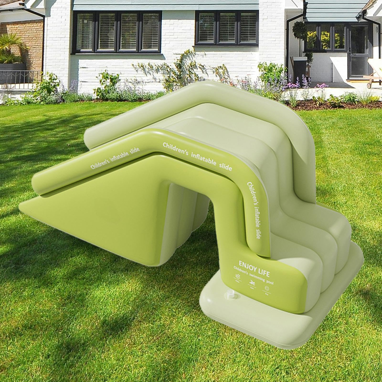 Fenteer Scivolo per Piscina in PVC Portatile Resistente all'Usura per Scivolo Acquatico per Piscina Fuori Esterno da Interno da Giardino, Verde