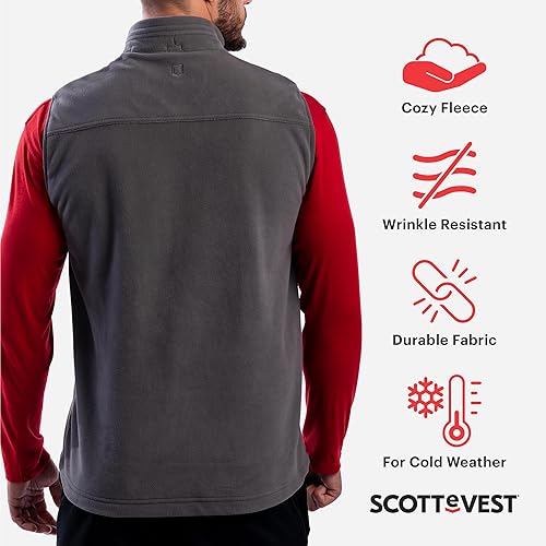 Miniatura 3 de SCOTTeVEST Fireside - Chaleco de forro polar para hombre, 15 bolsillos ocultos, cálido, resistente a las arrugas, para viajes y más