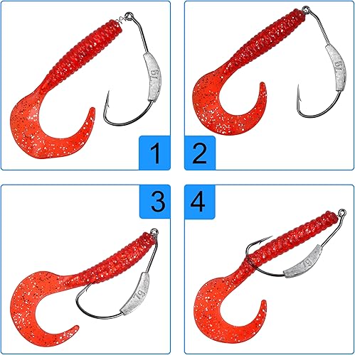 Miniatura 4 de Anzuelos de pesca con peso, anzuelos de Swimbait, ganchos sin malas hierbas con Twistlock, ganchos de gusano de plástico suave, ganchos de pesca