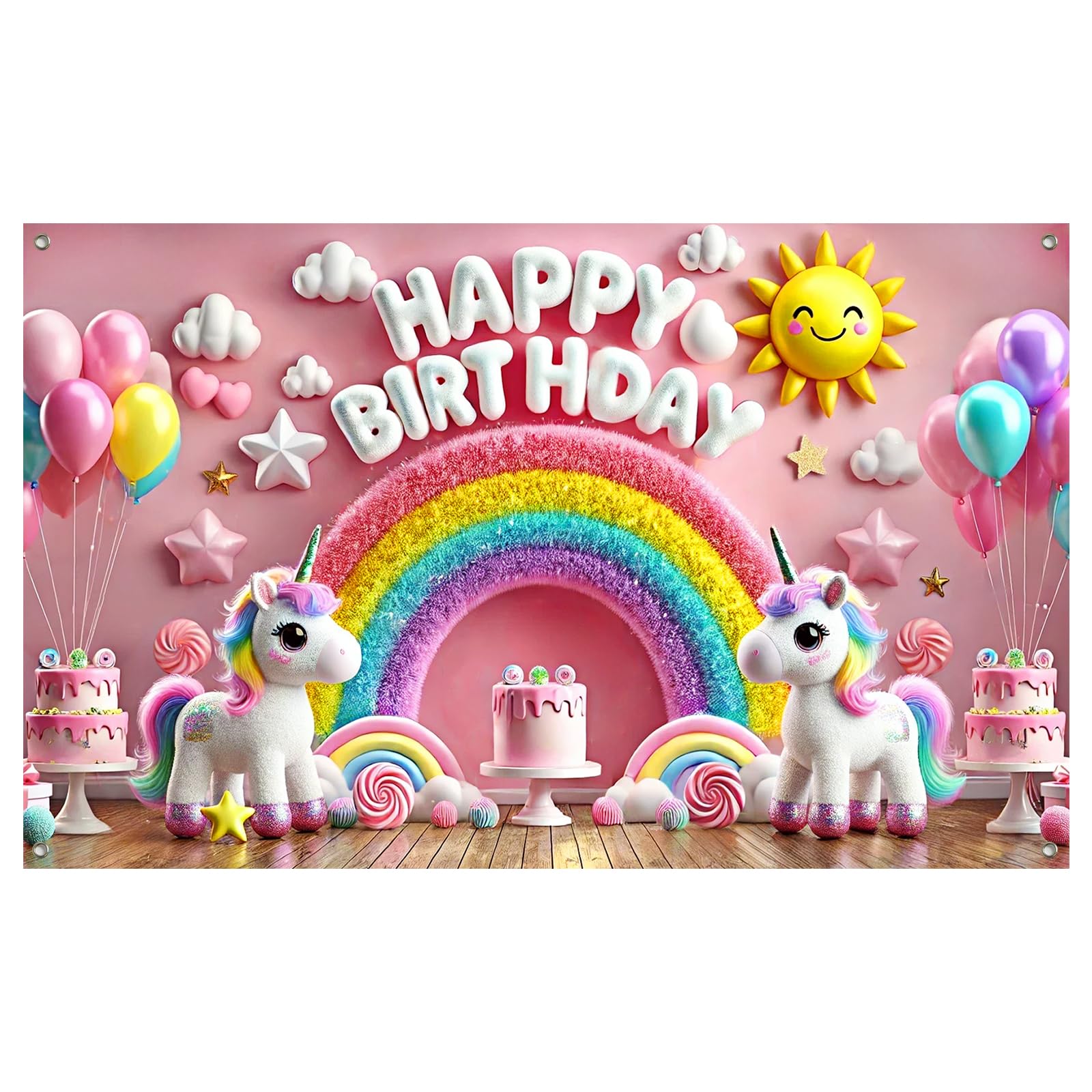 BlissYard Happy Birthday Banner Unicorn Birthday Banner 71x43 Inch Unicorn Backdrop Decorations Girls Women Princess Balloon Rainbow Party Decorations
