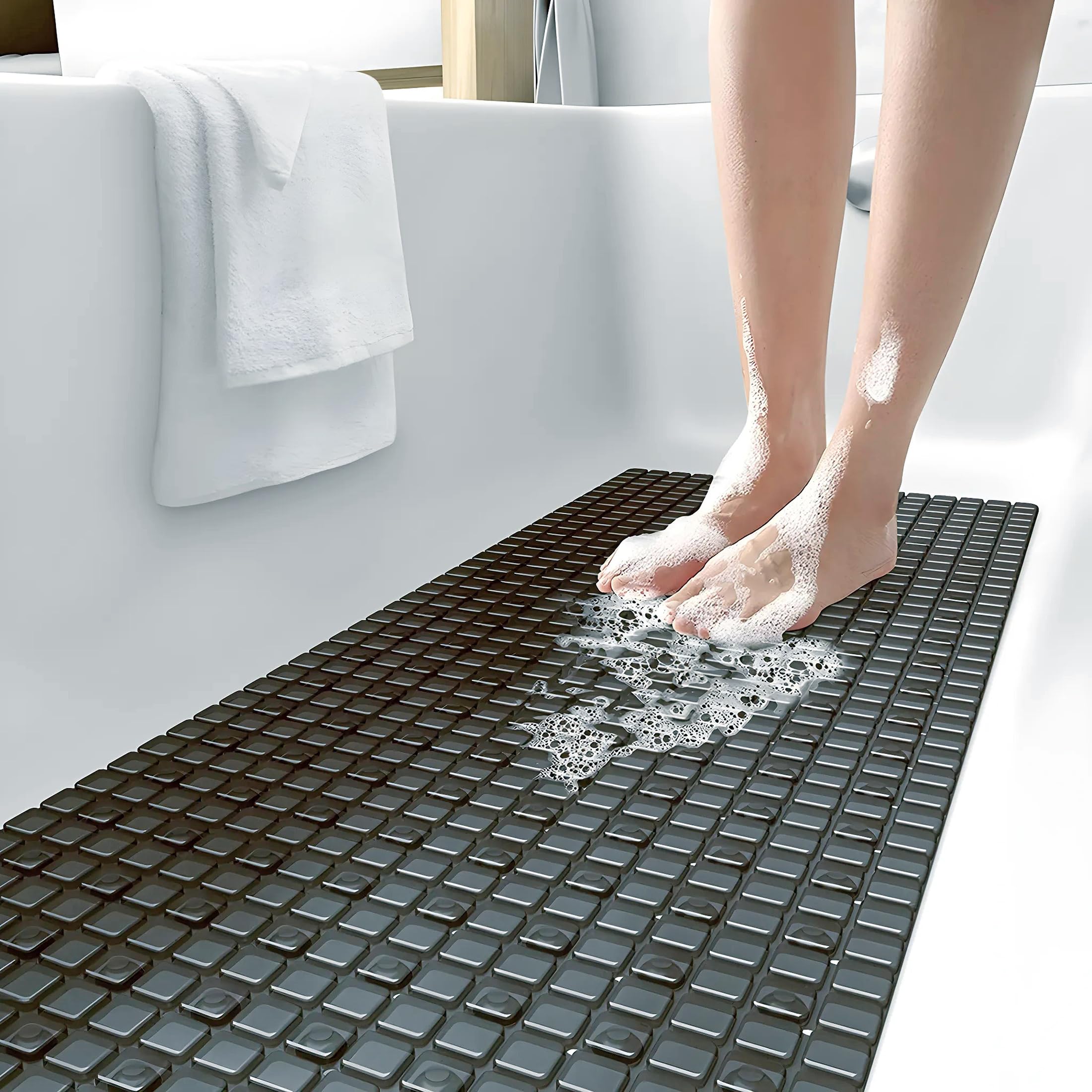 Kuber Industries Non Slip Shower Mat|Bath Mat With Drain Holes and