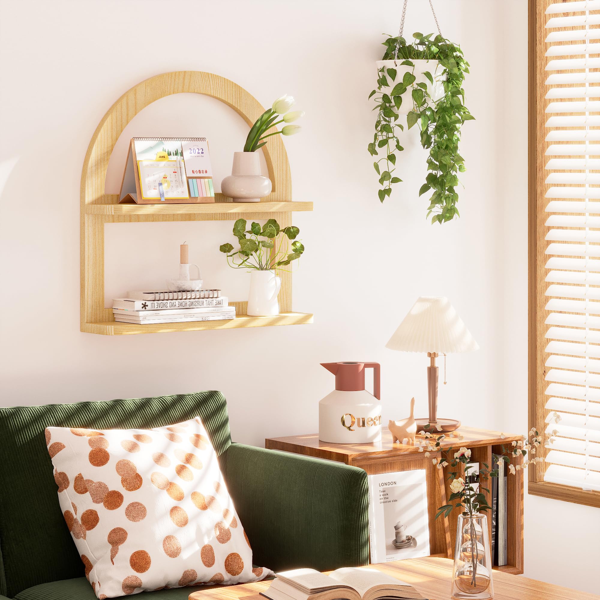 Amazon｜2段パイン材アーチ型ウォールシェルフ - 扇形の保育園