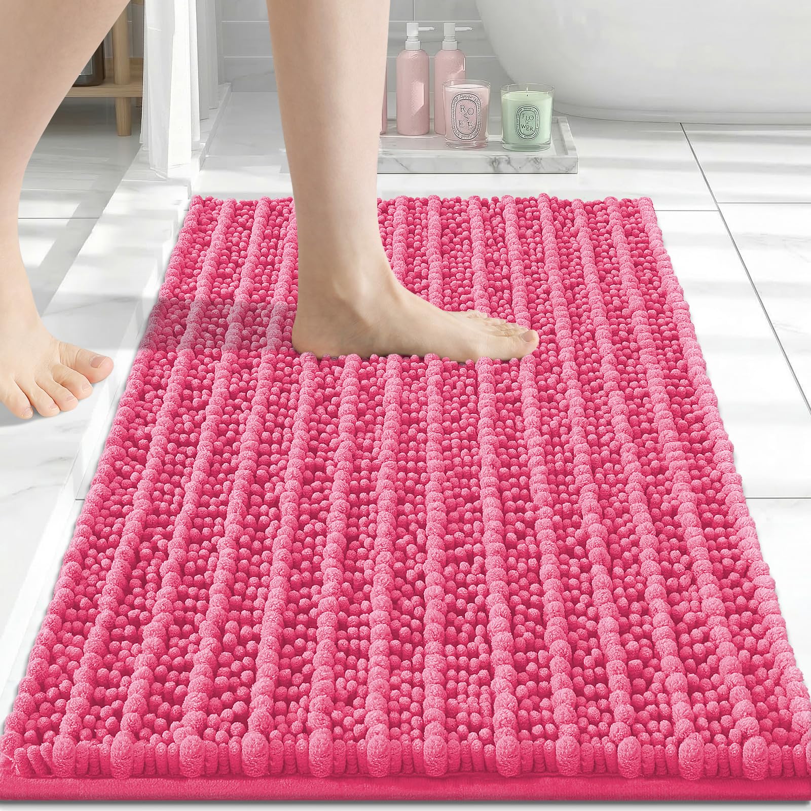 Arotive Bathroom Rugs Mat 24x16, Soft Absorbent Chenille Shaggy Bath Mat