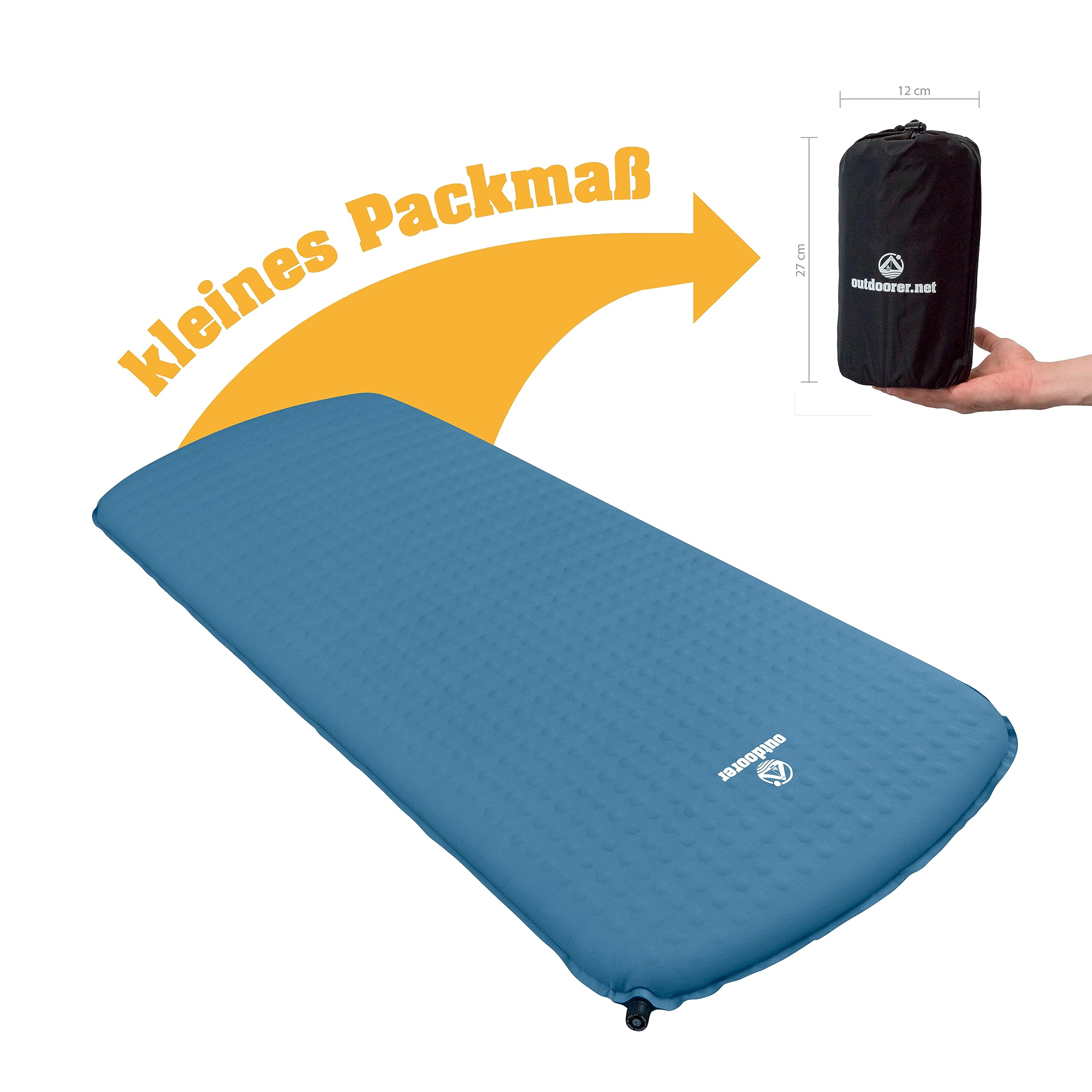 outdoorer Kinder-Isomatte Trek Bed S - ultraleichte selbstaufblasbare Isomatte für Kinder, Trekking-Matte mit kleinem Packmaß