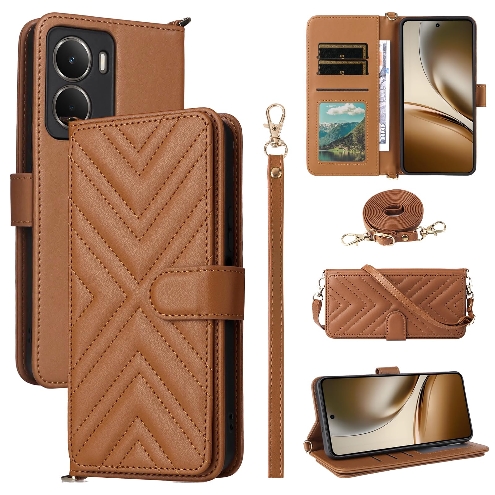 Coque Realme Neo7x 5G BELLA BEAR Étui Portefeuille Cuir Marron - 8