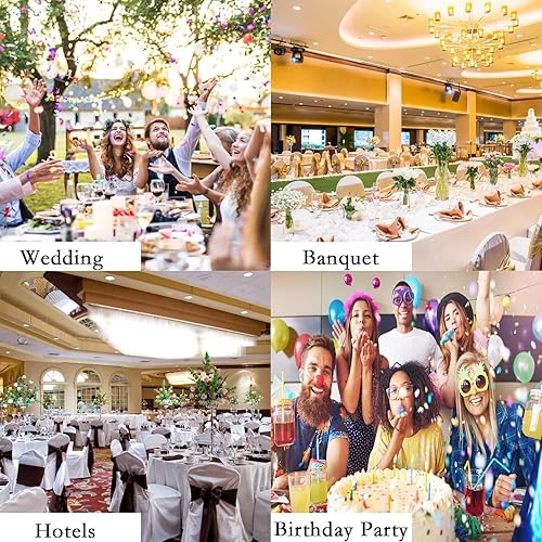 Miniatura 5 de Paquete de 12 bandas elásticas de elastano para silla romántica, bodas, fiestas, cumpleaños, recepción, hotel, banquete, decoración de sillas