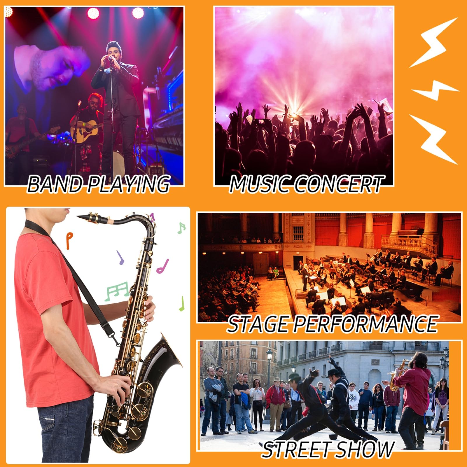 Saksofon Tenorowy Bb, Czarny Lakierowany Saksofon, Czarny Tenorowy Bb, Mosiądz z Grawerem Kwiatowym, Klawisze z Masy Perłowej, Twarde Etui, Akcesoria dla Muzyków,