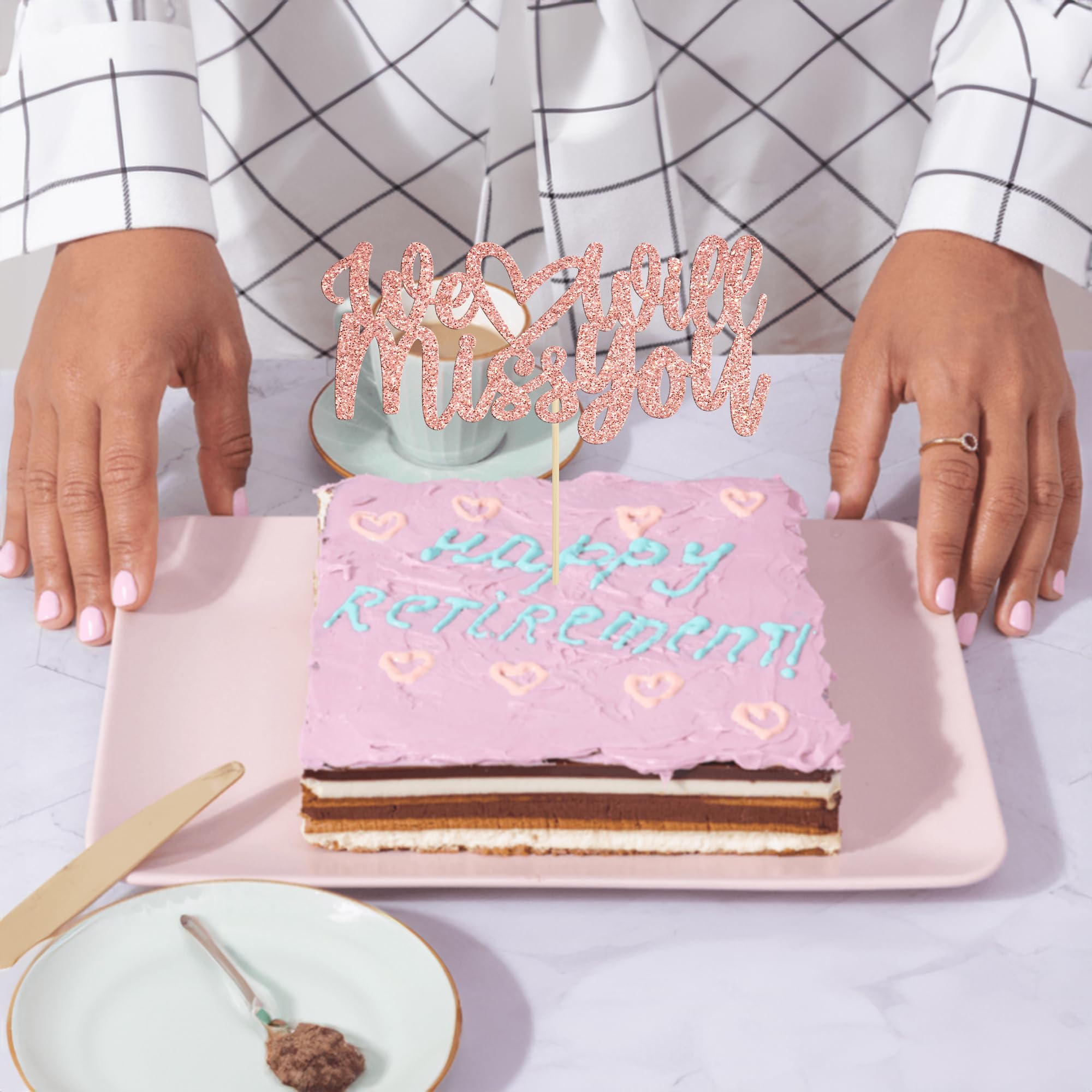 Gyufise 1 topper per torta di fidanzamento con glitter dorati, con
