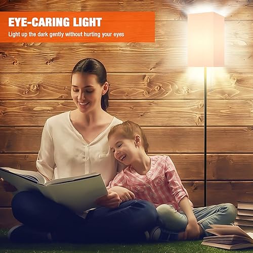 Miniatura 7 de FIGDIFOR Lámpara de pie para sala de estar, lámpara de pie moderna para dormitorio con pantalla de lino, lámpara de pie de esquina negra