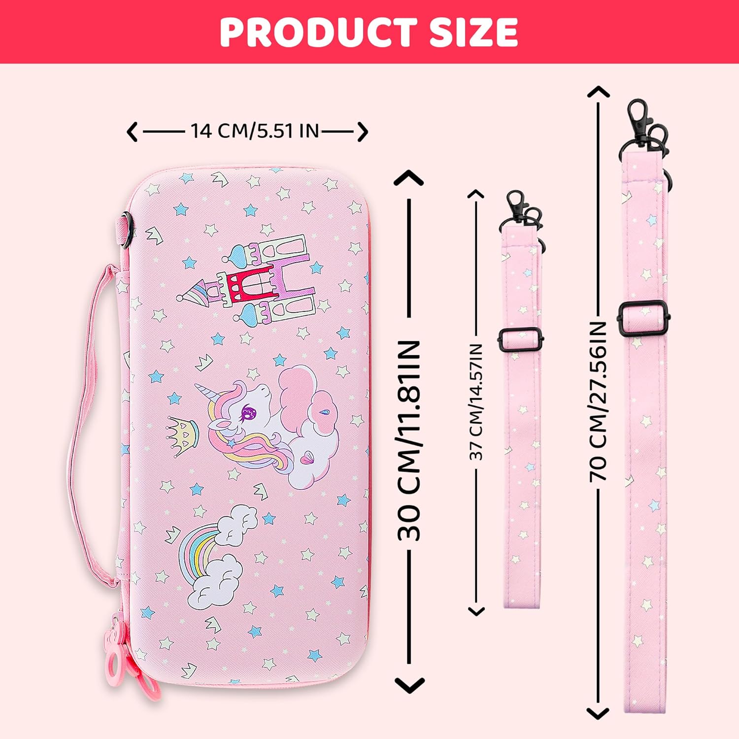 GLDRAM Pink Carrying Case for Nintendo Switch 2, Cute Girly Accessories Kit with Portable Travel Storage Bag, Hard Shell Protective Cover Skin, Screen Protector, Shoulder Strap & 2 Thumb Grips - Image 5
