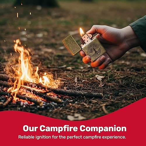 Vista 5 de Zippo Mechero de latón envejecido árbol de la vida eterna