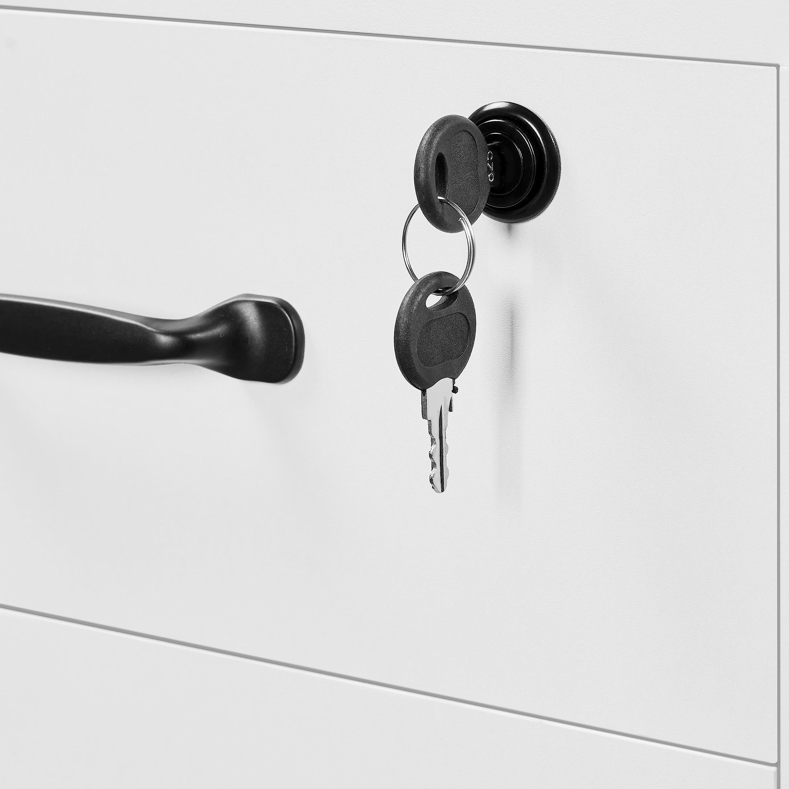 Yaheetech Cajonera Escritorio con Ruedas Cajonera de Oficina con 2 Cajones Mueble Archivador Móvil con Cerredura y Llave, Blanco para Carta A4 40×40×65,5cm