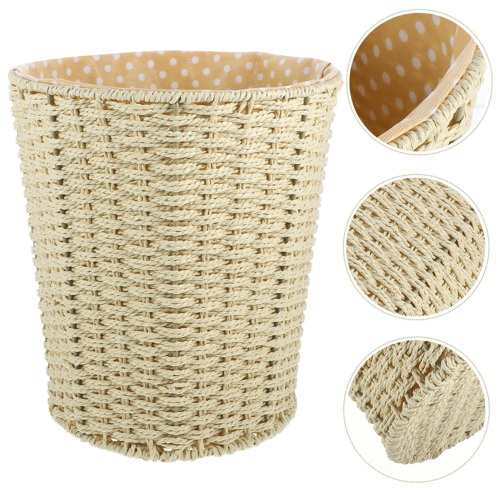 LALAFINA Großer Platzsparend und Dekorativ aus Flachs und Papierseil Aufbewahrungskorb mit Innenfutter Beige Wäschekorb für Schlafzimmer und