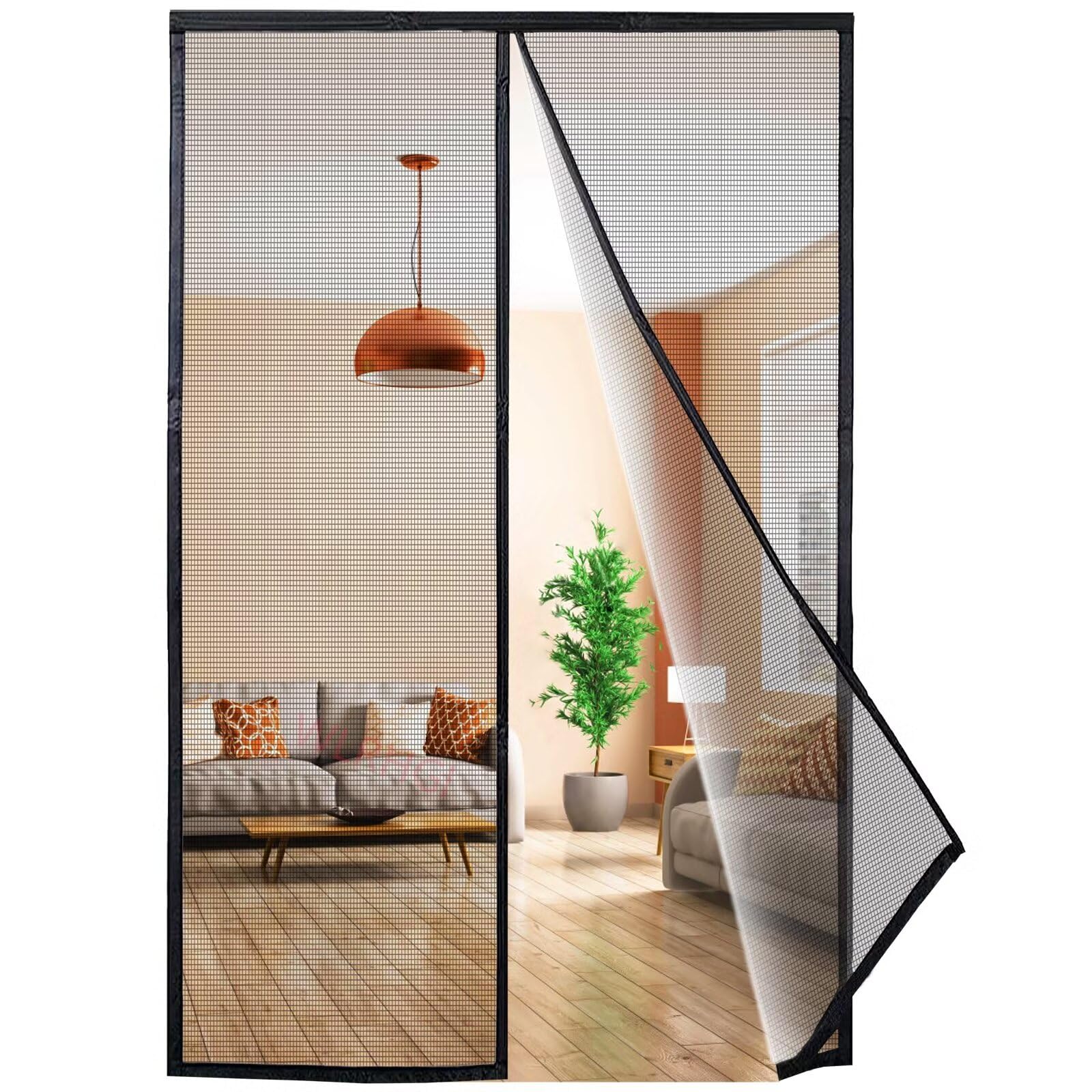 Pollenschutzgitter für Fenster, 280x175 cm wiederverwendbares Insektenschutzgitter für Allergiker mit Seitlichen Aufbewahrungsstreifen für Küche Wohnzimmer Innovativ, Schwarz