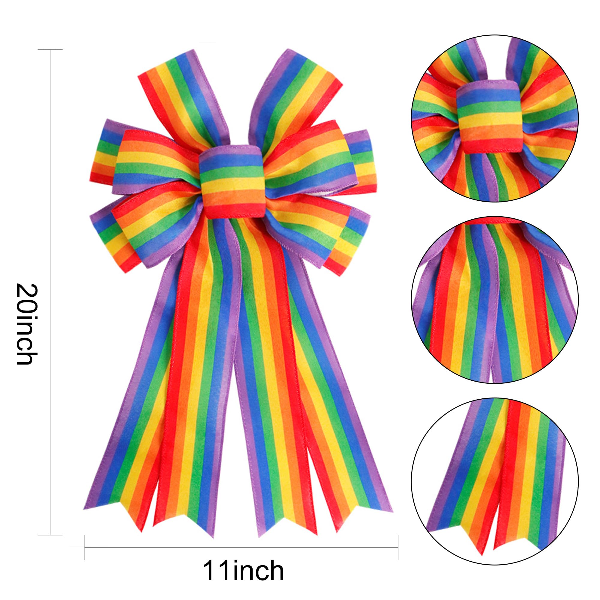 SIMISI RIBBON Pride Wreath Bow LGBT Rainbow Stripe Decorations Lesbian Gay Burlap Ornaments Bows