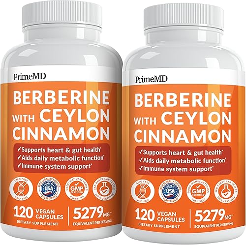 Suplemento de berberina 21 en 1 con canela de Ceilán con cromo, melón amargo y extracto de té verde y extracto de pimienta negra 5X para apoyo