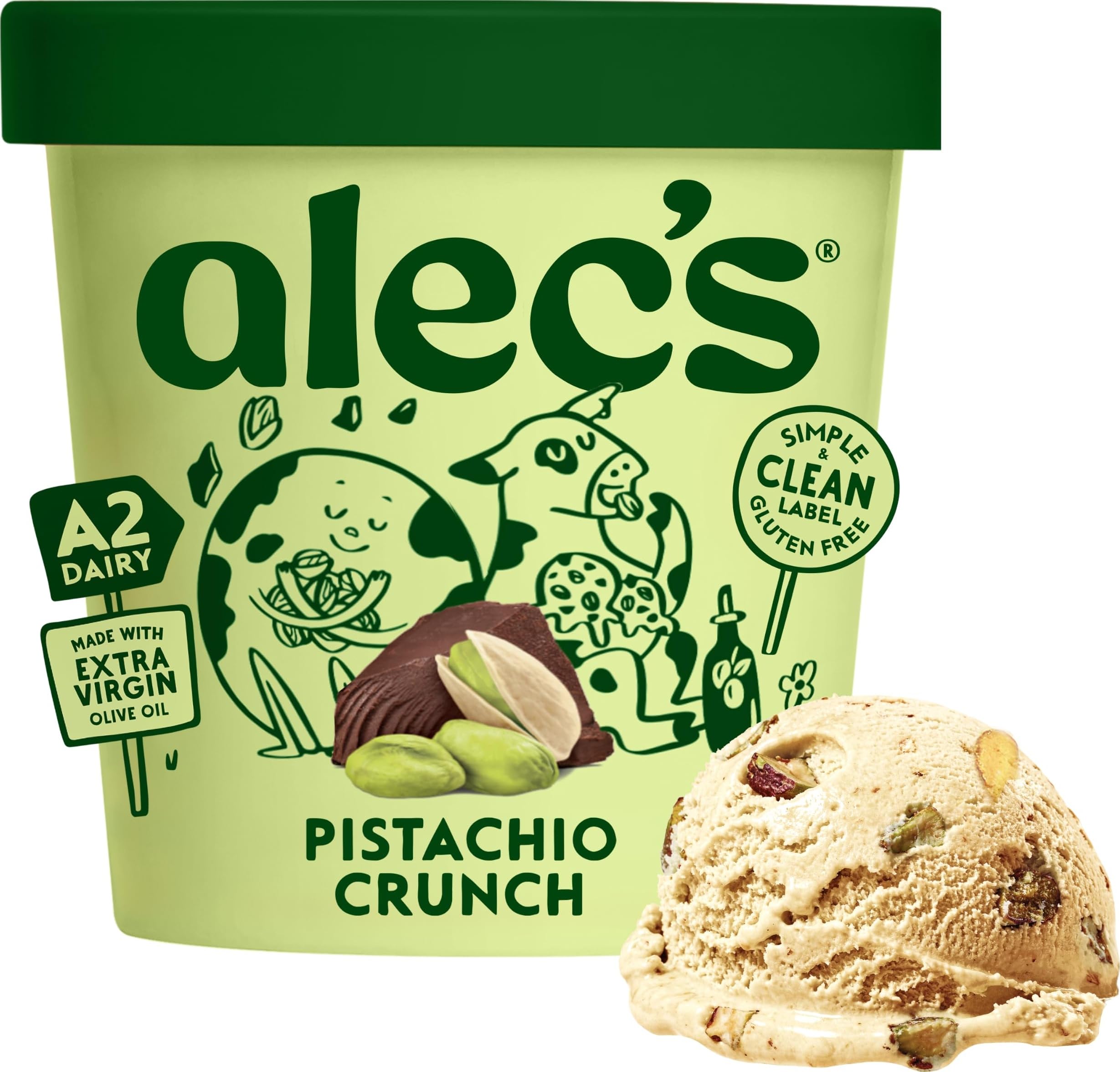 Amazon.com: Alec's Pistachio Crunch Ice Cream - A2 Dairy, 14 fl oz