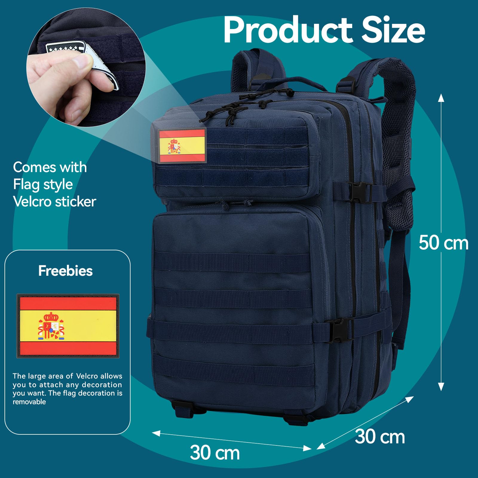 Delgeo Sac à Dos Tactique Militaire,45L Grande Capacité Sac à Dos, Pliable Imperméable Sac à dos Survie, Alpinisme, Randonnée, Trekking, Camping, Aventure ou Voyage