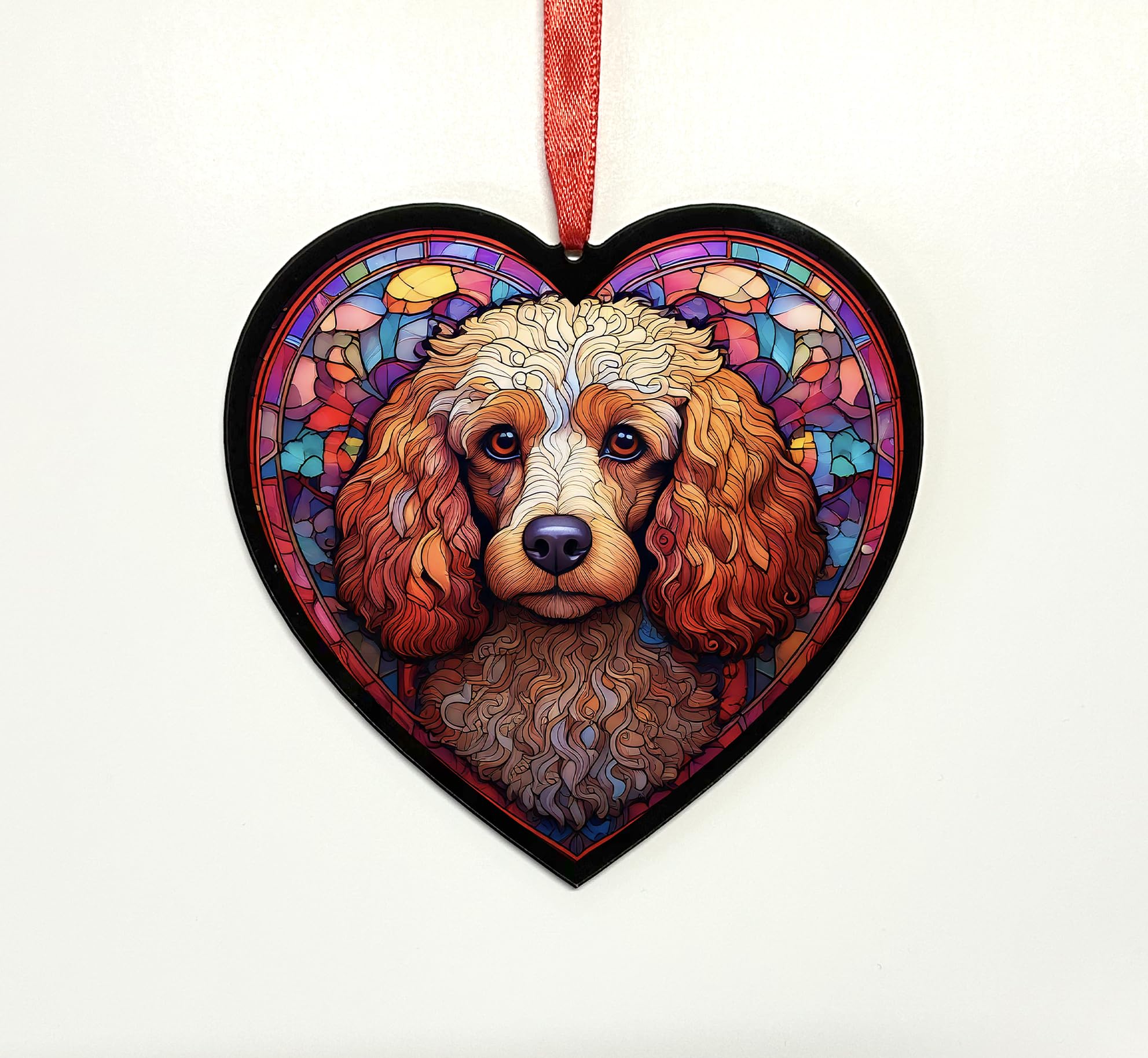 Poodle Blonde Heart Suncatcher - Memorial or Gift for Dog Lovers - 19cm