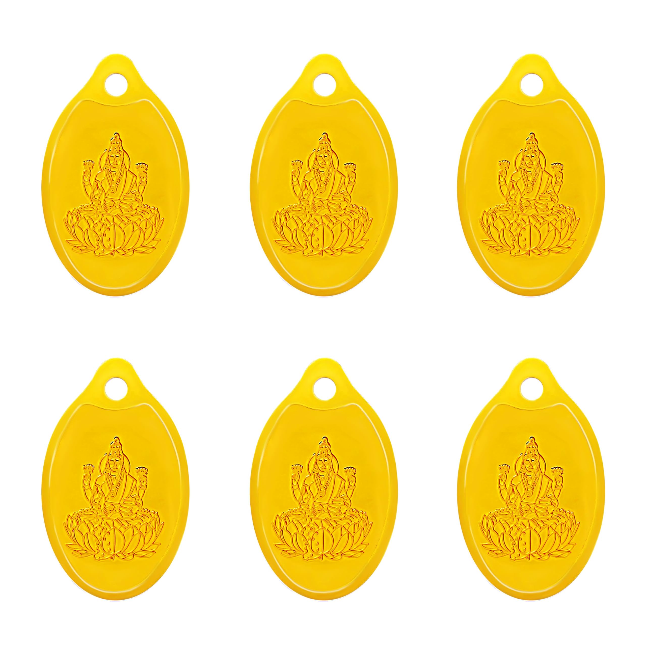 Swarnavarsham 24K (999) Combo Gold Oval Lakshmi Pendant 6 Gram (1gm each x 6 Pcs)