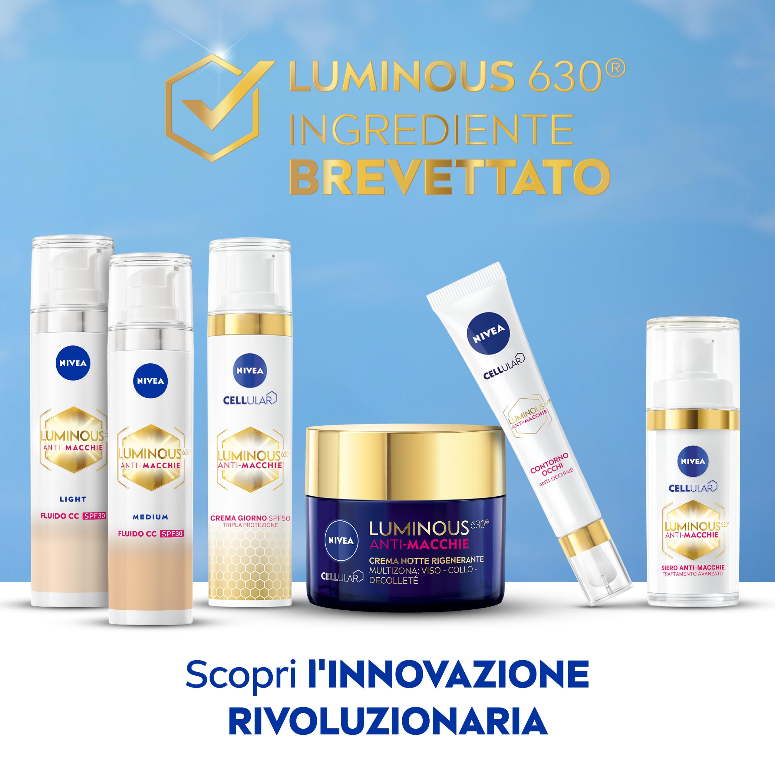 NIVEA Luminous630 Routine, Cofanetto Set Skincare con Siero Viso Trattamento Avanzato 30 ml e Fluido CC Cream SPF 30 3-in-1 Medium 40 ml per la cura completa delle macchie – Kit Esclusiva Amazon
