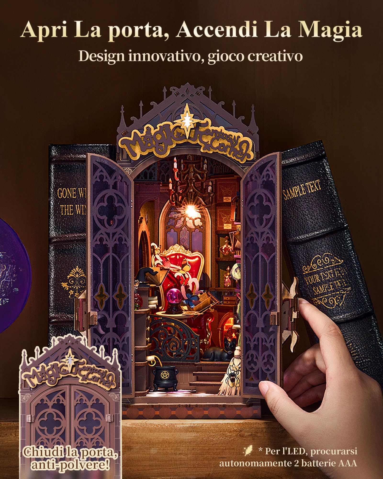 Rolife Book Nook Kit Miniature da Costruire DIY Booknook Rincón de Fantasía Mágica 3d Puzzle Legno con Luci Decorazione Libreria Casa Modellismo da Costruire Adulti Diorama Modellismo