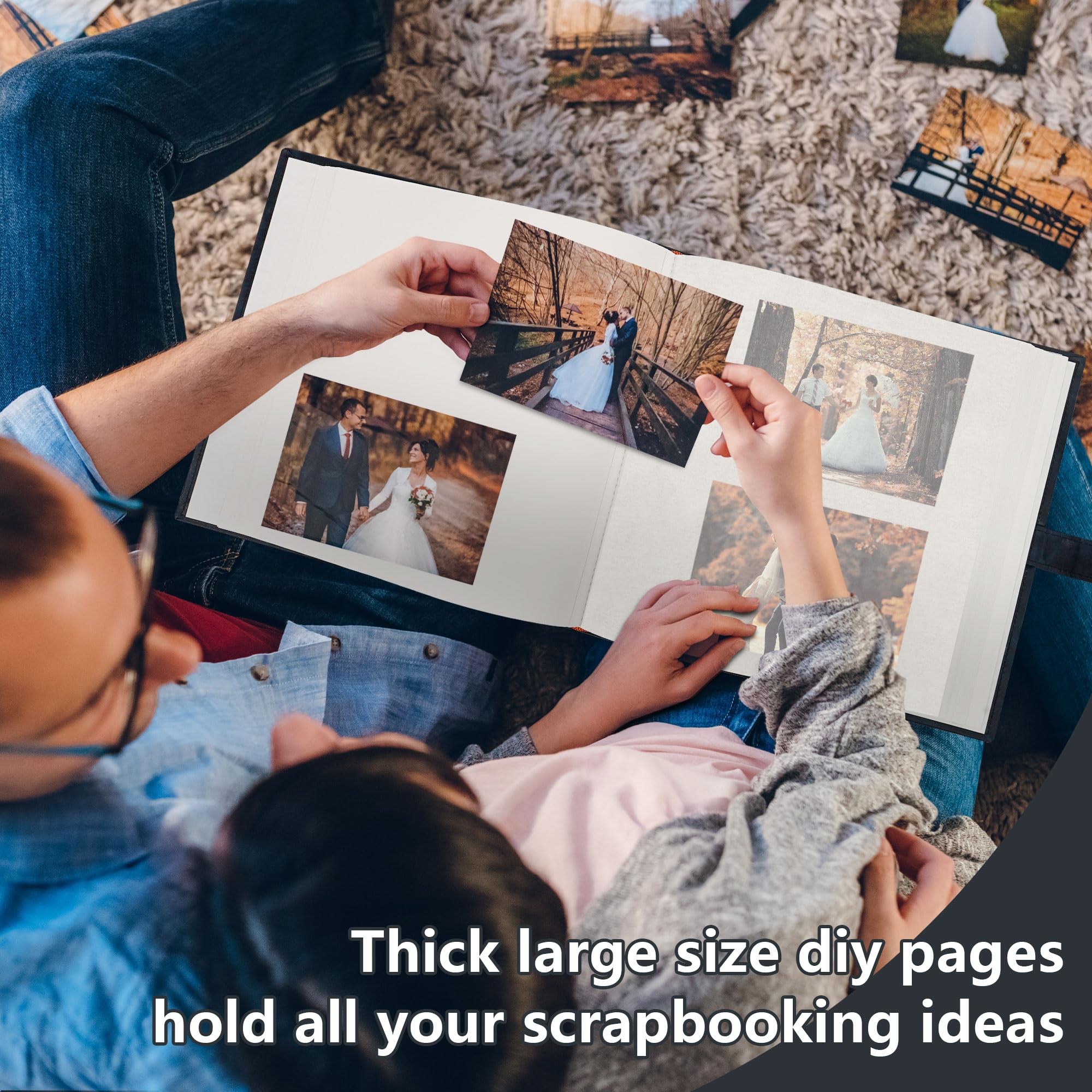 Vienrose Album fotografico per scrapbooking, con spazio per scrivere, 30,5 x 30,5 cm, album fai da te di alta qualità con 60 pagine, grande libro per foto, copertina in finta pelle, per matrimoni