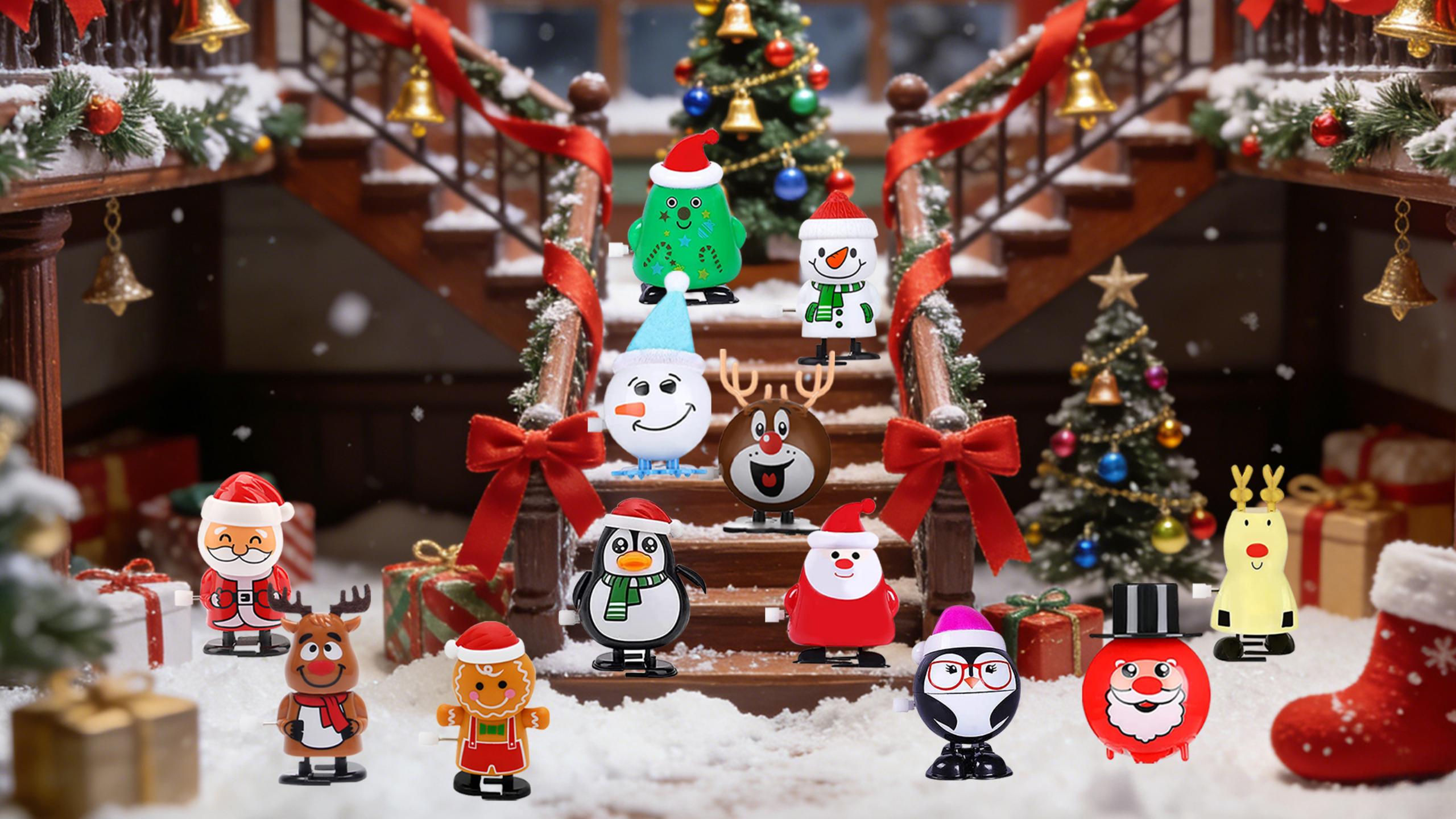 Lot De 12 Jouets à Remonter De Noël – Mécanique à Réaction En Chaîne – Décoration Interactive Pour Fêtes, Famille, Classe