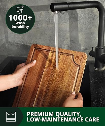 Miniatura 62 de Tabla de cortar de bambú orgánico con ranura de jugos - tabla de cocina para carne (bloque de carnicero) queso y verduras Bambú carbonizado (marrón)